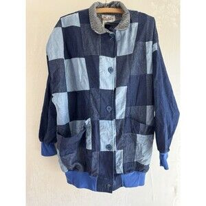 Cubix USA Denim Patchwork Button Up Jacket Vintage Oversized
